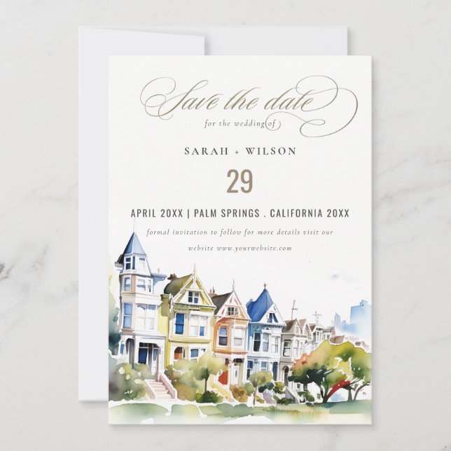 San Francisco Painted Ladies Landscape Wedding Save The Date (Vorderseite)