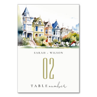 San Francisco Painted Ladies Landscape Wedding Tischnummer