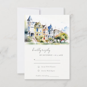 San Francisco Painted Ladies Landschaft Hochzeit RSVP Karte