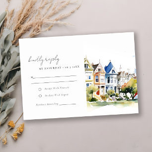San Francisco Painted Ladies Landschaft Hochzeit RSVP Karte