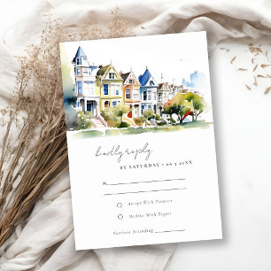 San Francisco Painted Ladies Landschaft Hochzeit RSVP Karte