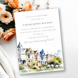 San Francisco Painted Ladies Scape Baby Shower-Übe Einladung