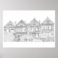 San Francisco Painted Ladys Sketch Poster