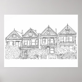 San Francisco Painted Ladys Sketch Poster