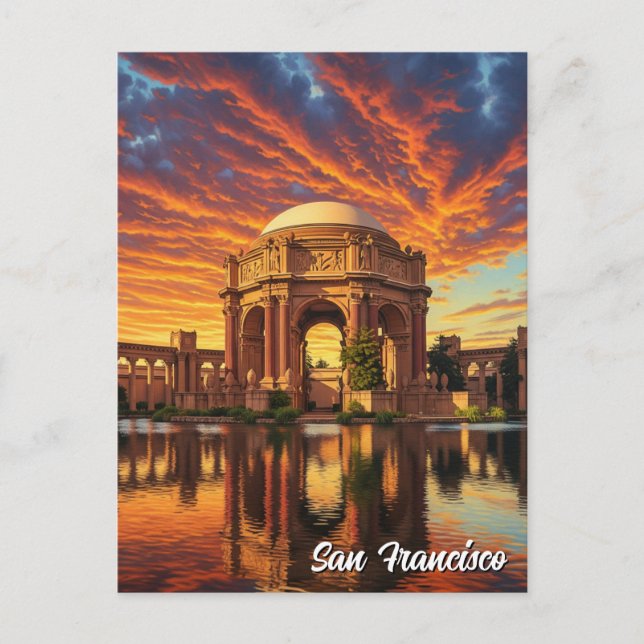San Francisco Palace of Fine Arts Sunset Postkarte (Vorderseite)