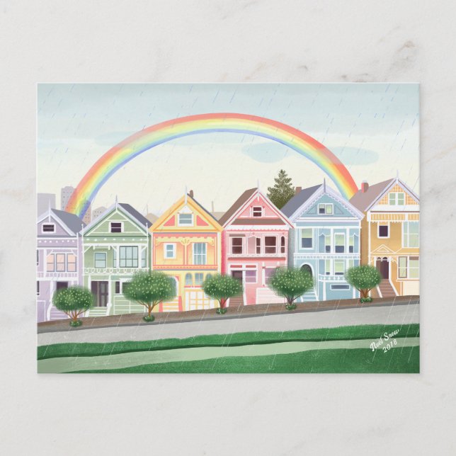 San Francisco Pastel Anstrich Ladys Postkarte (Vorderseite)