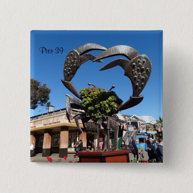San Francisco Pier 39 Crab Statue Pinback Button (Vorderseite)