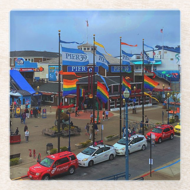 San Francisco Pier 39 Pride #1 Untersetzer aus Gla (Vorderseite)