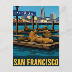 San Francisco Pier 39 Seelöwen Kalifornische Küste Postkarte