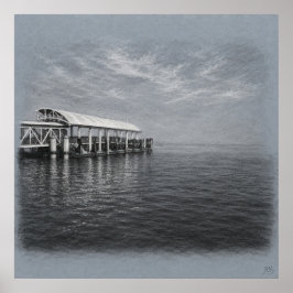 San Francisco Pier und Nebel Archivzeichnungsdruck Poster