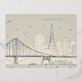 San Francisco Postcard | Golden Gate Bridge Folien Feiertagspostkarte