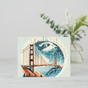 San Francisco Postcard   Golden Gate Bridge Folien Feiertagspostkarte