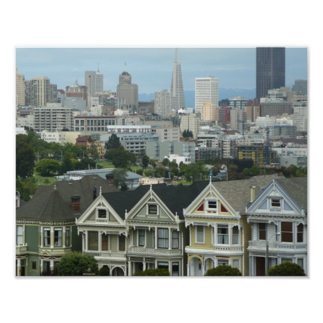 San Francisco Postcard Row City Scene Fotografie (Vorne)