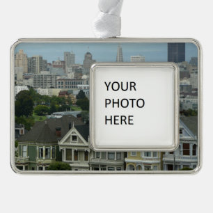 San Francisco Postcard Row City Scene Fotografie Rahmen-Ornament Silber