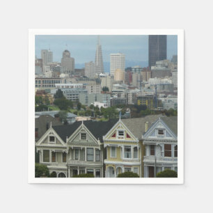 San Francisco Postcard Row City Scene Fotografie Serviette