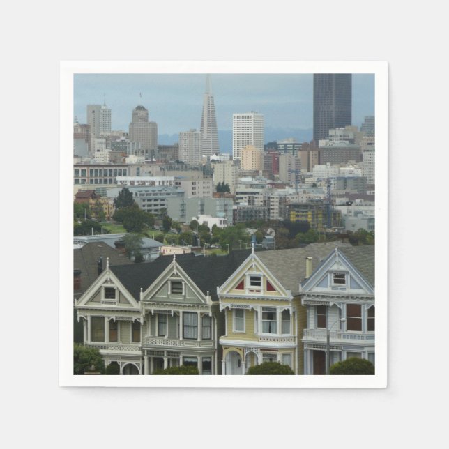 San Francisco Postcard Row City Scene Fotografie Serviette (Vorderseite)
