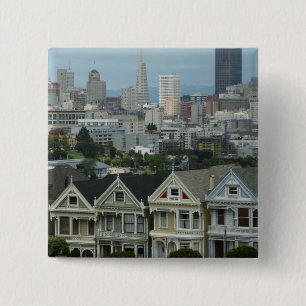 San Francisco Postcard Row Stadt Szene Fotografie Button