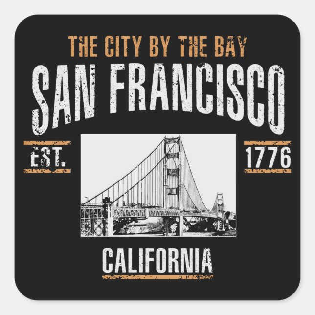 San Francisco Quadratischer Aufkleber (Vorderseite)
