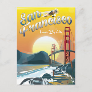 San Francisco "Reise per Luft" Goldener Sonnenunte Postkarte