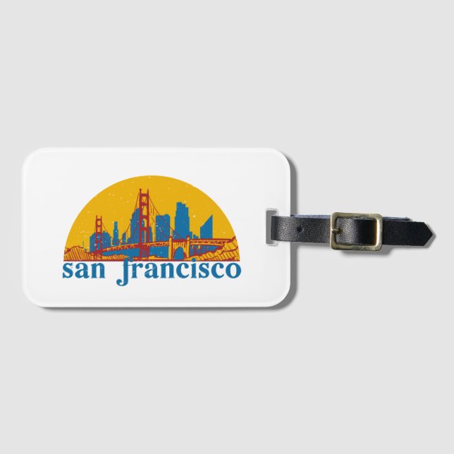 San Francisco Retro City Skyline City Art Gepäckanhänger (Vorderseite (Horizontal))