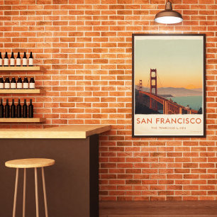 San Francisco Retro Golden Gate Brücke Poster