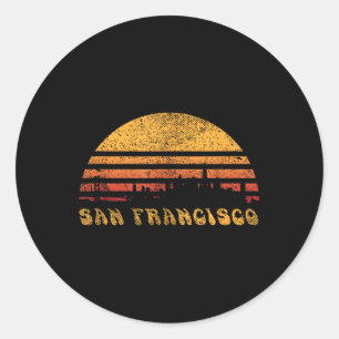 San Francisco Retro Sunset Shirt Cooles Vintages V Runder Aufkleber