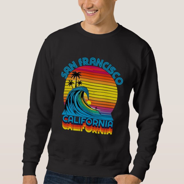 San Francisco Retro Throwback Surf & Beach Souveni Sweatshirt (Vorderseite)