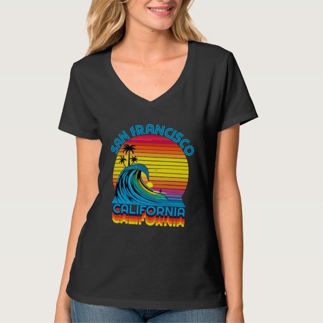 San Francisco Retro Throwback Surf & Beach Souveni T-Shirt (Vorderseite)