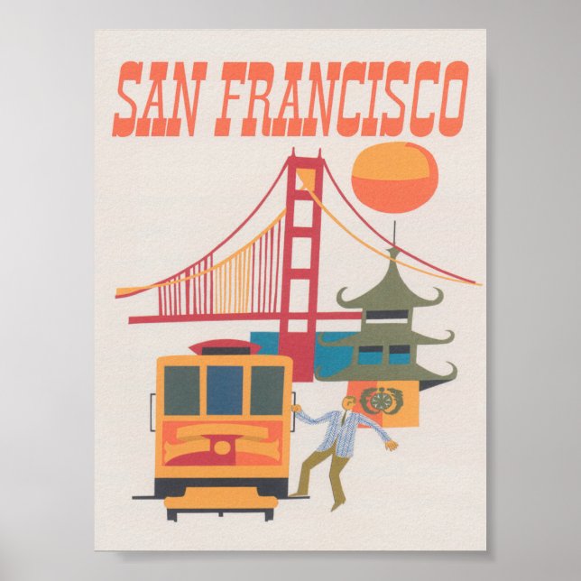 San Francisco Retro Vintage Travel Poster (Vorne)