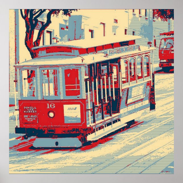San Francisco, rot blau Poster (Vorne)