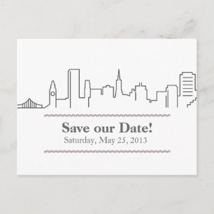 San Francisco Save the Date StadtSkyline Ankündigungspostkarte