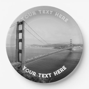 San Francisco Schwarz Weiß Custom Golden Gate Pappteller