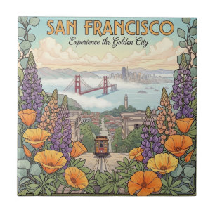 San Francisco-Seilbahn-Postkarte Fliese