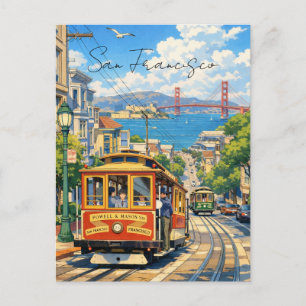 San Francisco-Seilbahn-Postkarte Postkarte
