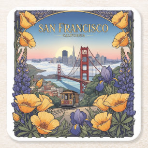 San Francisco-Seilbahn-Postkarte Rechteckiger Pappuntersetzer