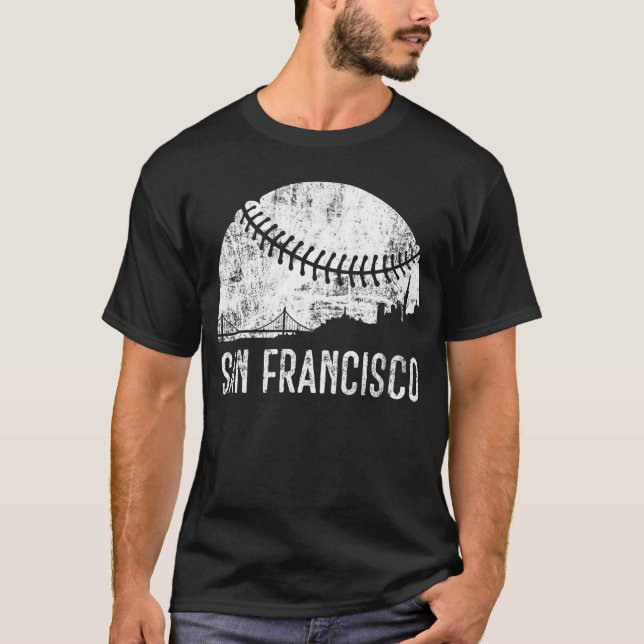 San Francisco SF City Skyline Baseball T-Shirt (Vorderseite)