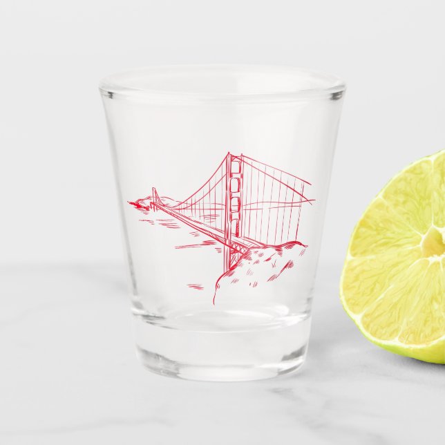San Francisco Shot Glass w/ Golden Gate Bridge Schnapsglas (Vorderseite)