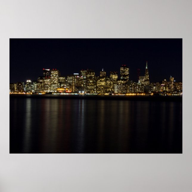 San Francisco Skyline an der Nachtwand Poster (Vorne)