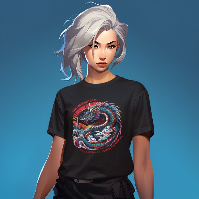 San Francisco Skyline Anime Dragon: Lunar Neues Ja T-Shirt (Von Creator hochgeladen)