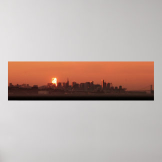 San Francisco Skyline / Bay Bridge Sunset Panorama Poster