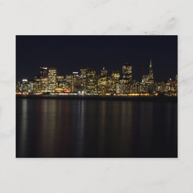 San Francisco Skyline bei der Nachtpostkarte Postkarte (Vorderseite)