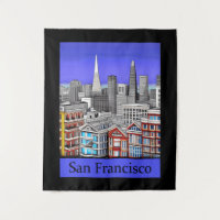 San Francisco Skyline Colored Line Art