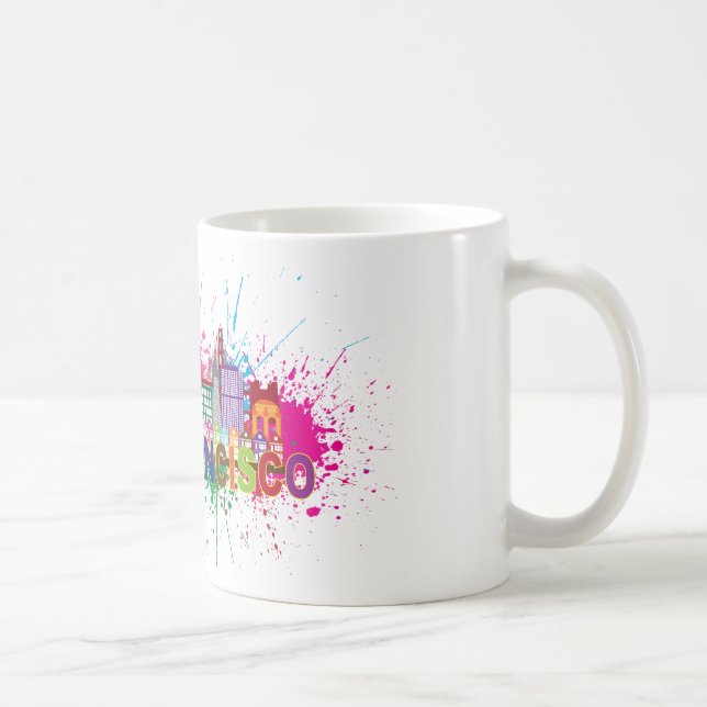 San Francisco Skyline-Farben-Spritzer-Illustration Kaffeetasse (Rechts)