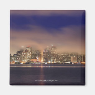 San Francisco Skyline im Nebel nachts Magnet