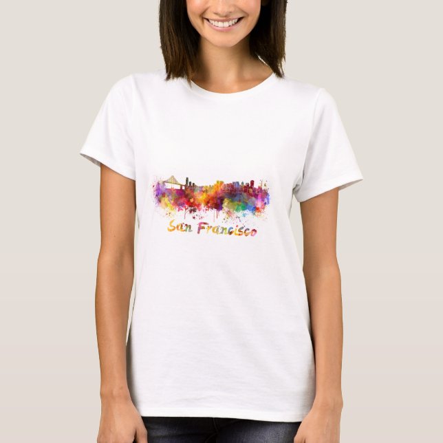 San Francisco skyline im Watercolor background T-Shirt (Vorderseite)