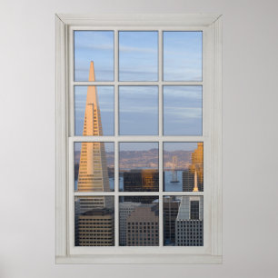 San Francisco Skyline Imitate - Fake White Window Poster