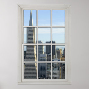 San Francisco Skyline Imitate - Fake White Window Poster