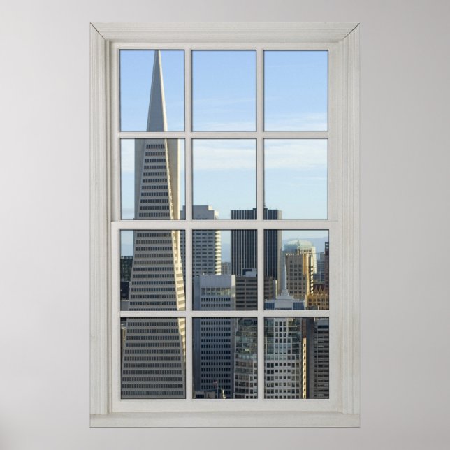 San Francisco Skyline Imitate - Fake White Window Poster (Vorne)