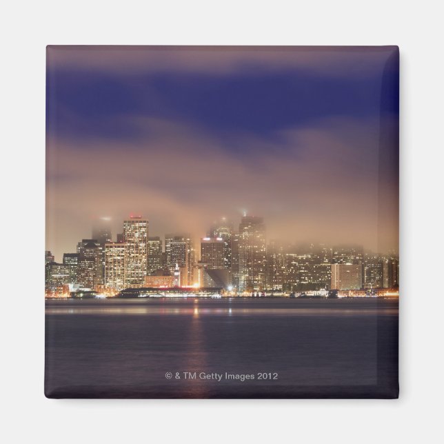 San Francisco Skyline in Nebel in der Nacht. Magnet (Vorne)