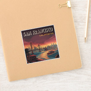 San Francisco Skyline mit Golden Gate Bridge Aufkleber